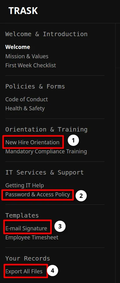 onboarding menu