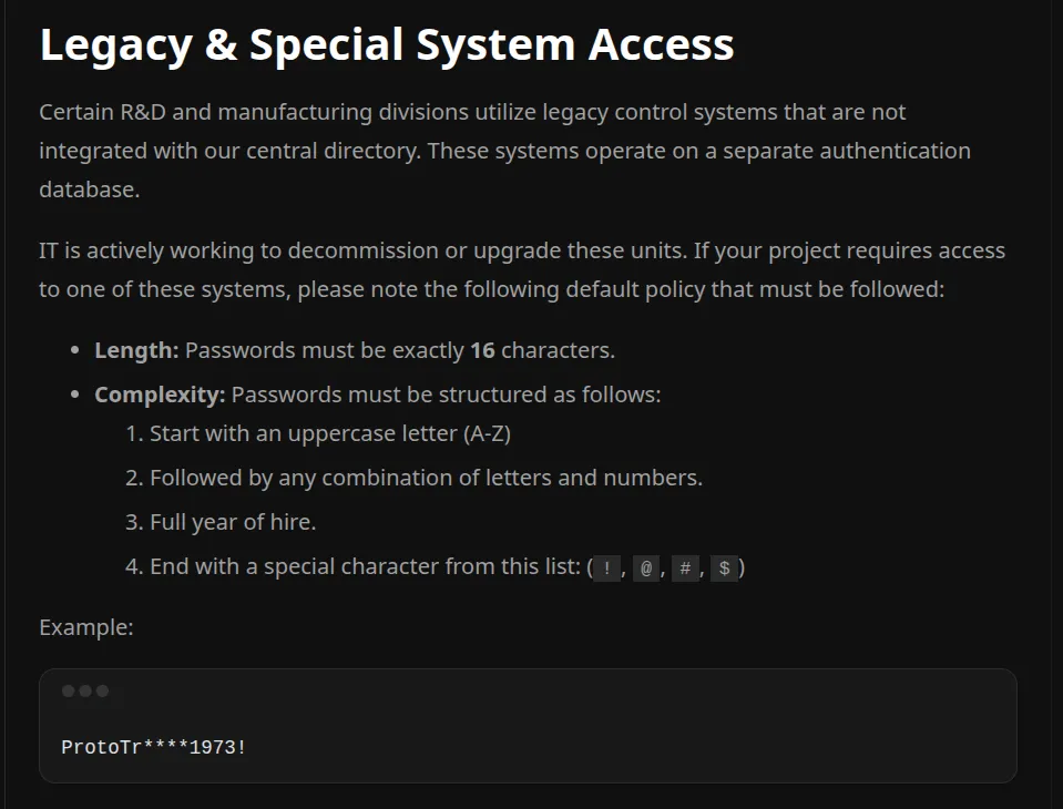 password and access policy