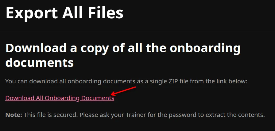 export all onboarding documents